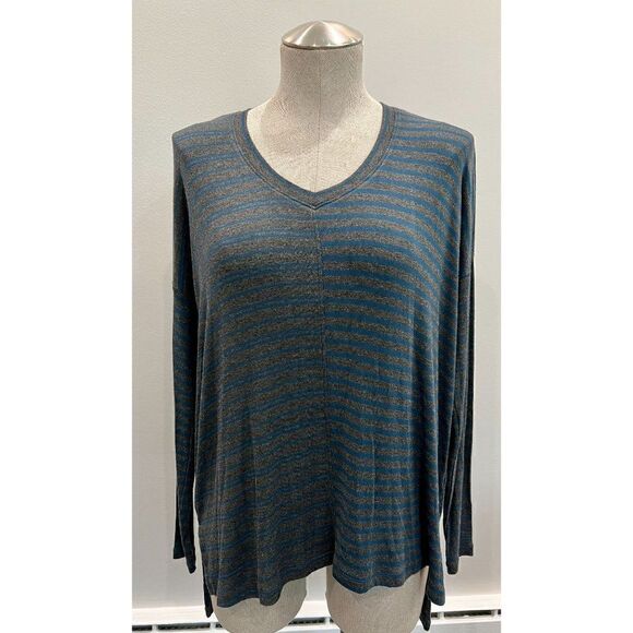 CAbi Tops - Cabi Hybrid Stripe Knit Tunic Tee Azure Charcoal Size XS